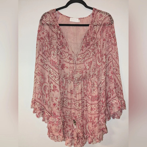 Zimmermann Castile Flared Sleeve Playsuit Size 1/Small 100% Silk $640 - Picture 8 of 12